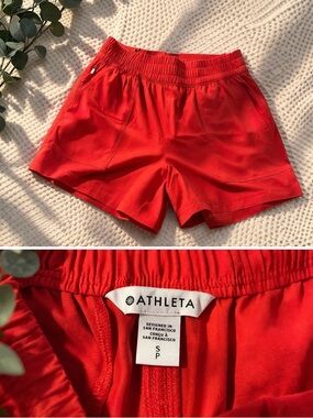 Athleta Bright Red Athletic Shorts with Elastic Waist